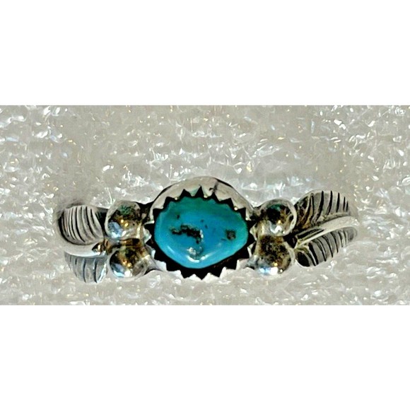 SW Grape Style Sterling Turquoise Ring Stone is 6.5x4MM Sz 7 A1237 - Picture 3 of 7